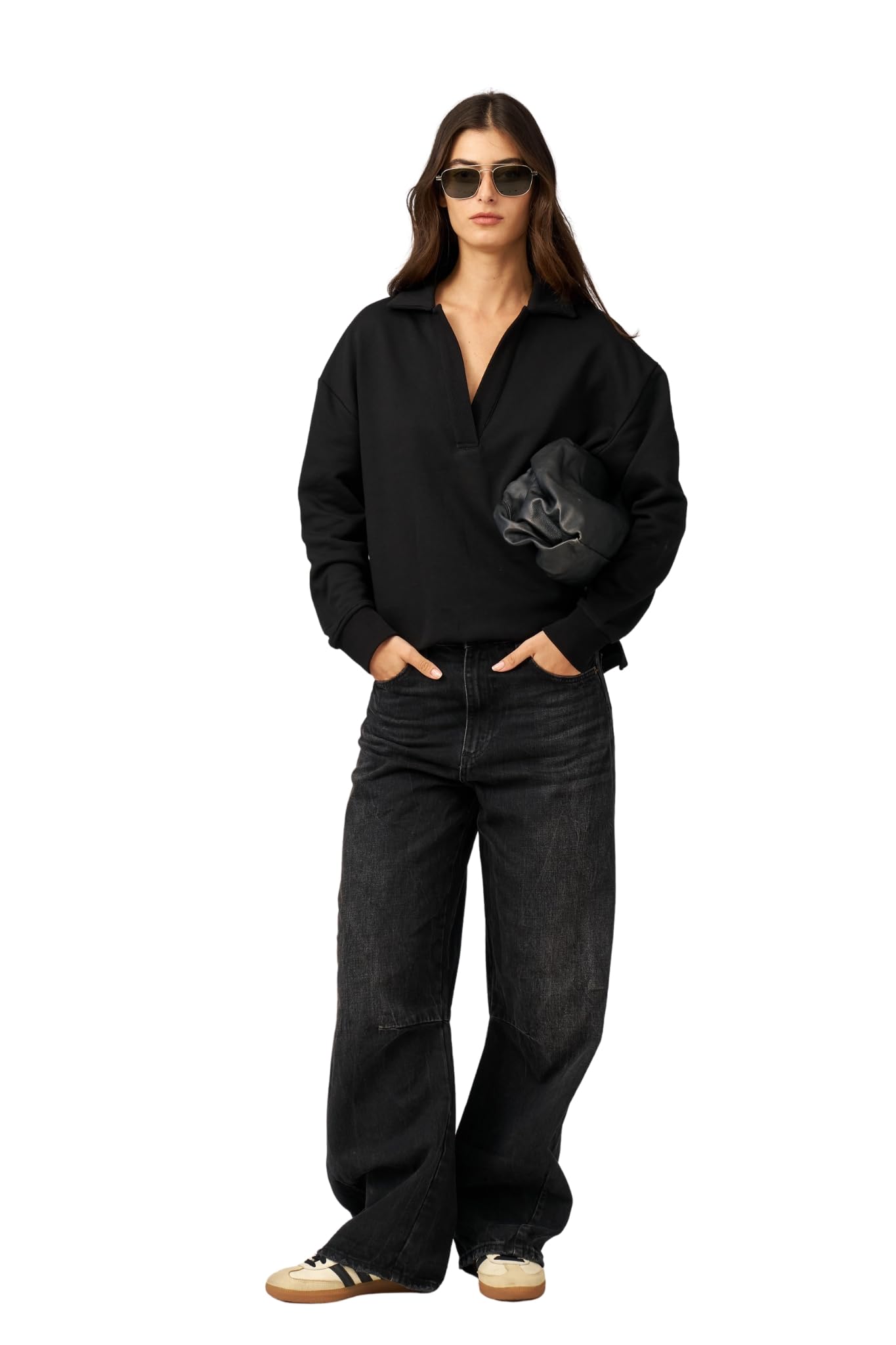 Gottex Beach Life Cozy Coast Airport Sweatshirt - V Neck, Collared, Side Slits, Oversized Fit, Bottoms Sold Separately - Image 4