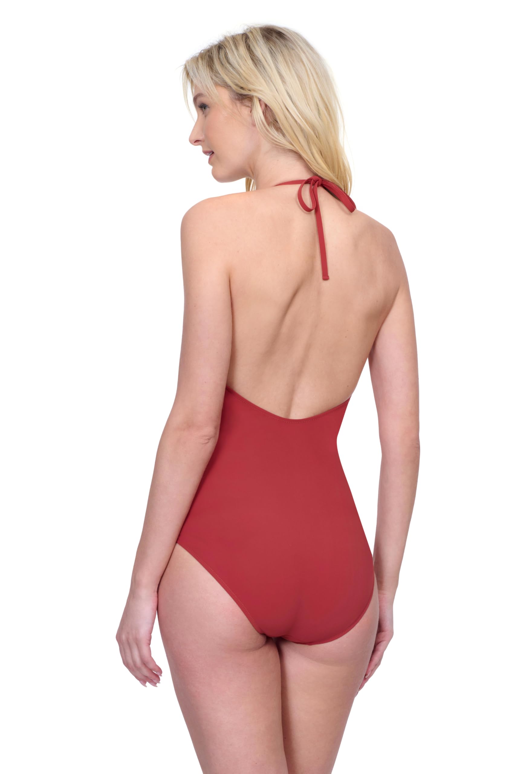 Gottex Day Dreamer Women’s Solid High Neck Halter One Piece Swimsuit with Soft Cups Fully Lined and Adjustable Sides - Image 3