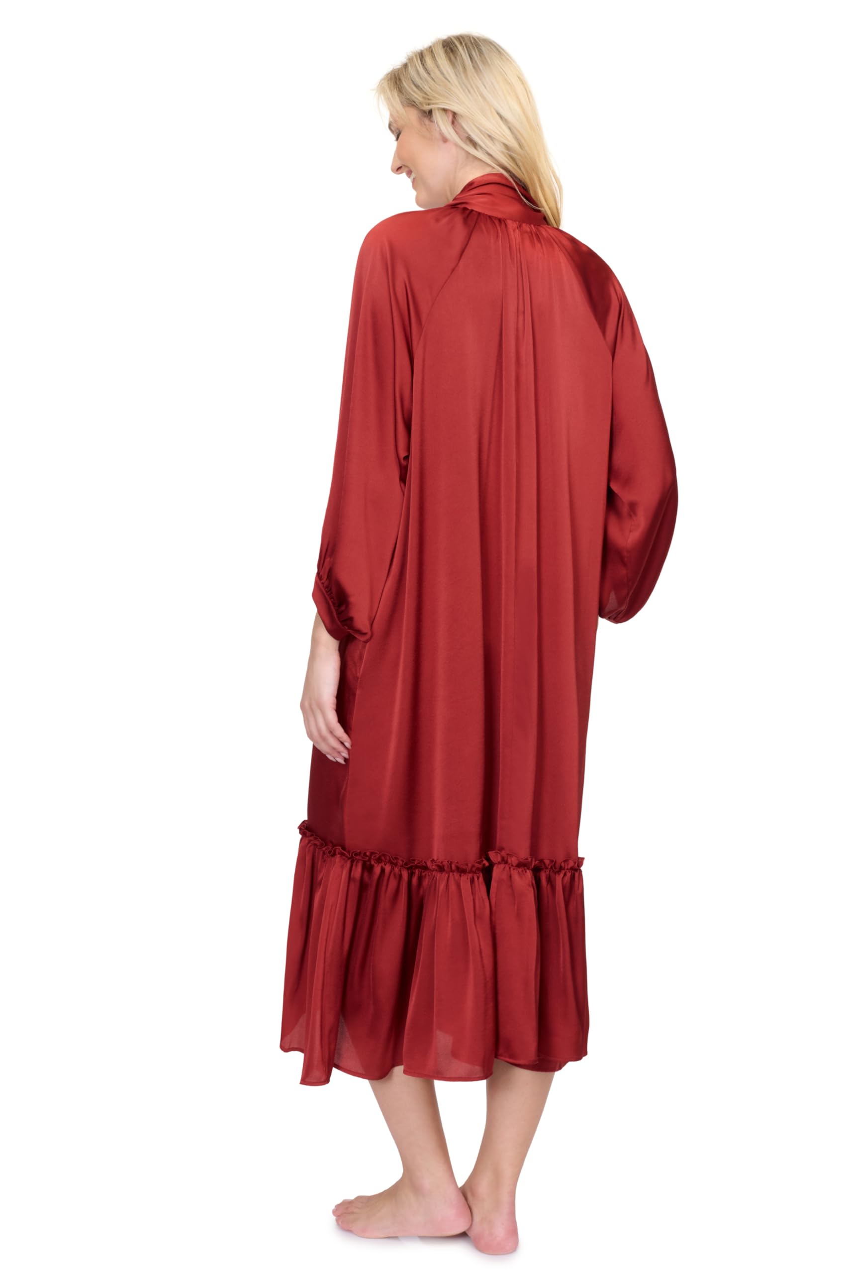 Gottex Day Dreamer Women's Solid Spice Button Down Maxi Long Dress with Long Sleeves and Tie Detailing Swimwear Essential - Image 4