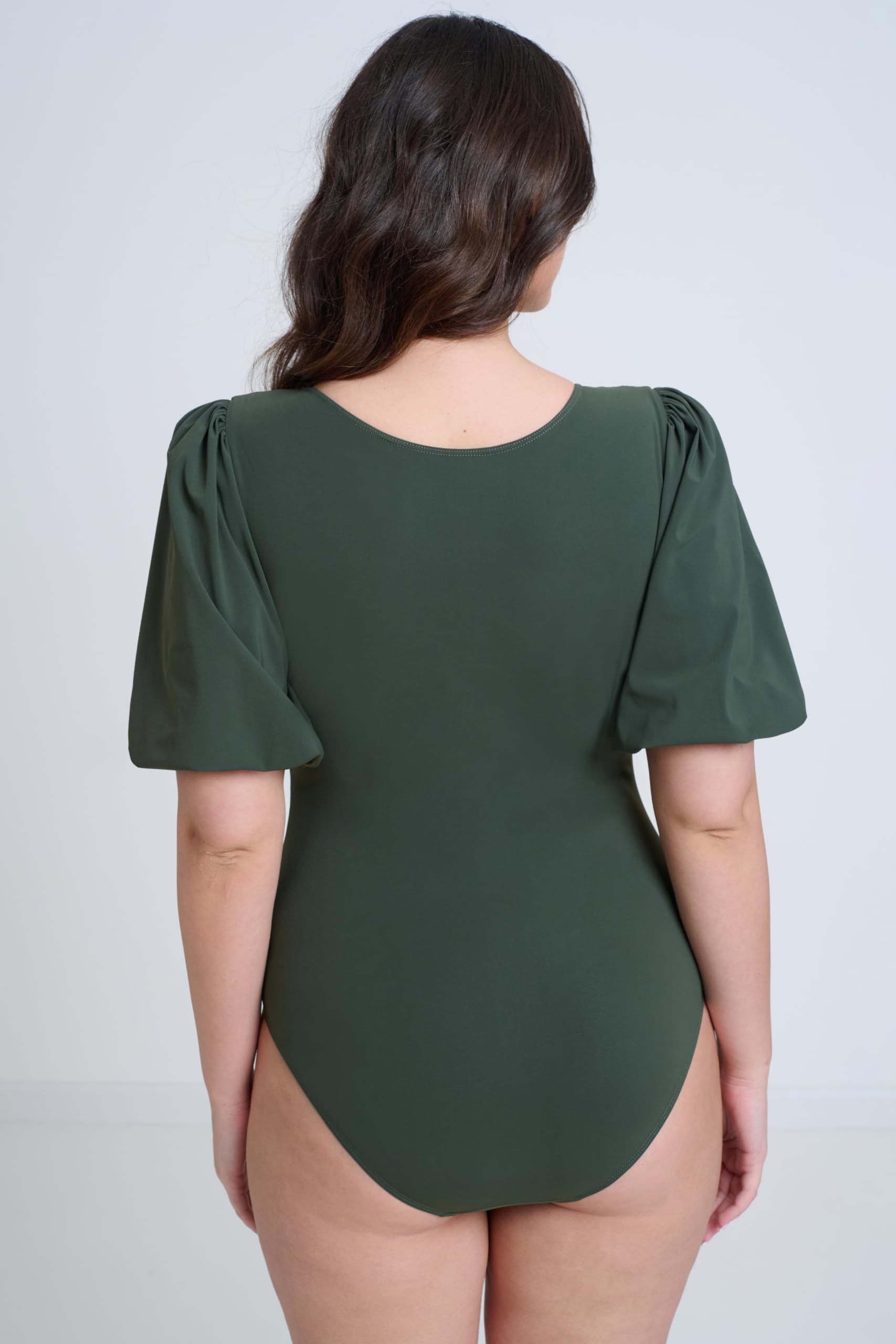 Gottex Modest Women's High Round Neck One Piece Swimsuit with Puff Sleeves, Full Seat Coverage and Full Lining - Image 3