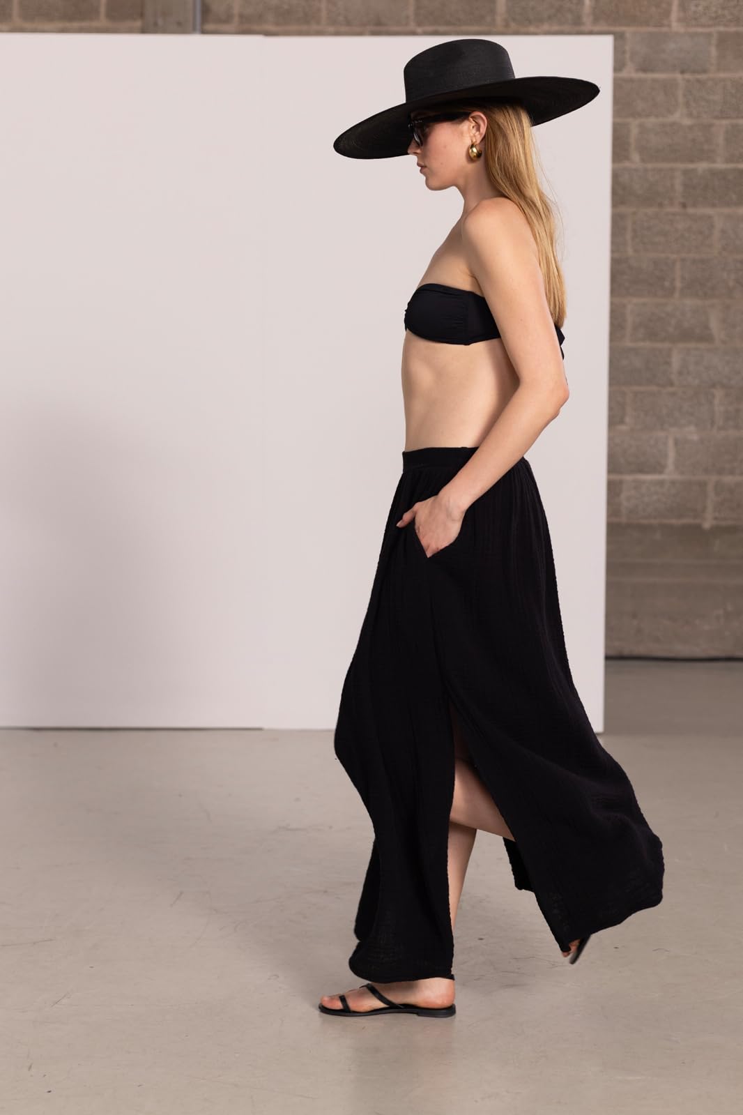 Natural Cover Up 100% Cotton Side Slit Maxi Skirt Swimsuit Coverup for Women, Effortlessly Elegant and Stylish Beachwear - Image 3