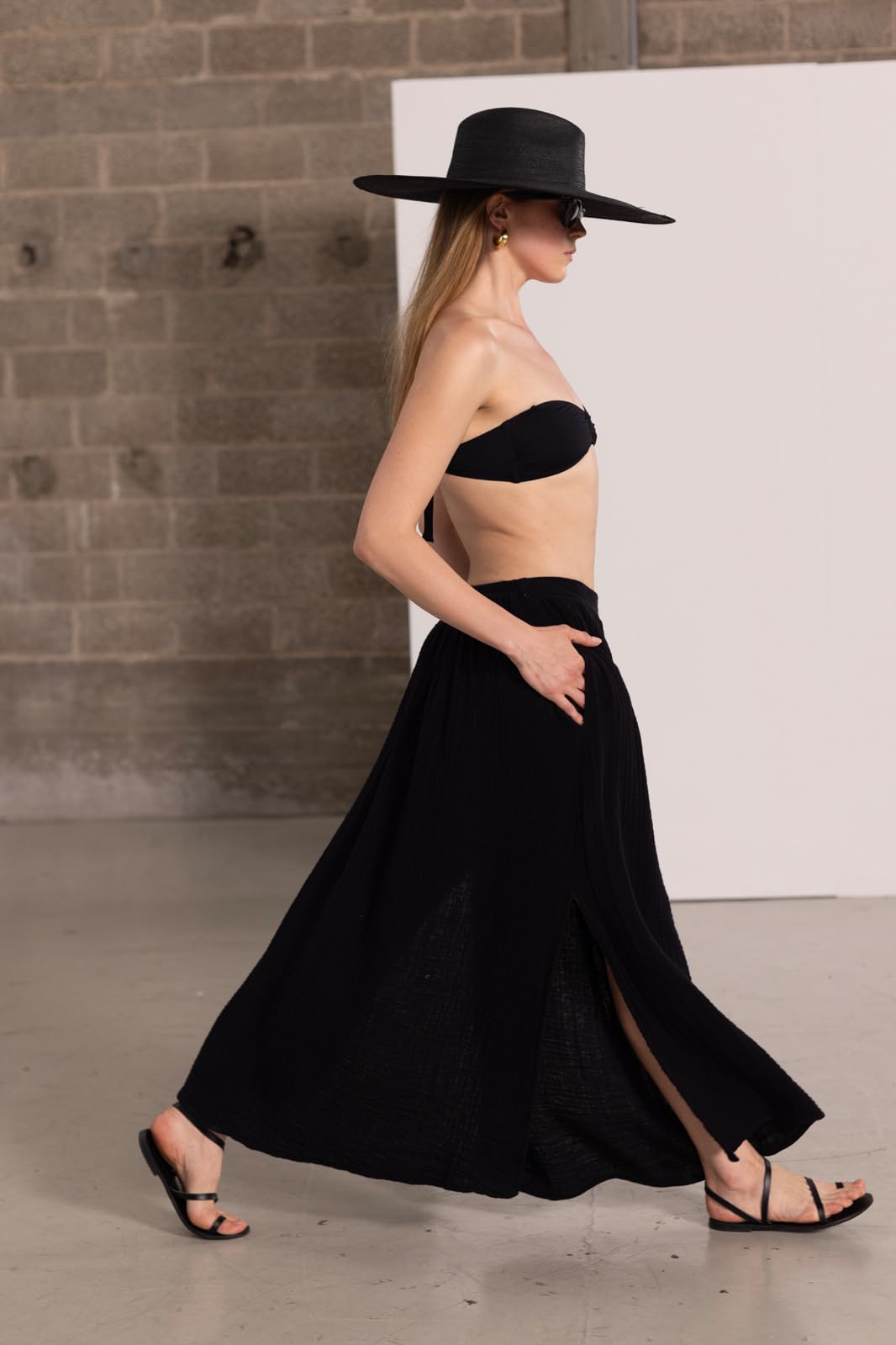 Natural Cover Up 100% Cotton Side Slit Maxi Skirt Swimsuit Coverup for Women, Effortlessly Elegant and Stylish Beachwear - Image 4